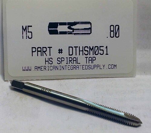 5MM-.80 HSS SPIRAL POINT PLUG TAP 2 FLUTE DRILL SIZE 4.2MM