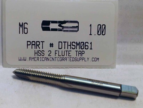 6MM-1.00 HSS SPIRAL POINT PLUG TAP 3 FLUTE DRILL SIZE 5MM