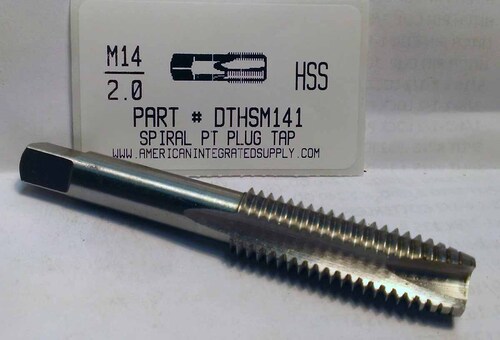 14MM-2.00 HSS SPIRAL POINT PLUG TAP 3 FLUTE DRILL SIZE 12MM