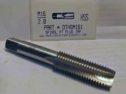 16MM-2.00 HSS SPIRAL POINT PLUG TAP 3 FLUTE DRILL SIZE 14MM