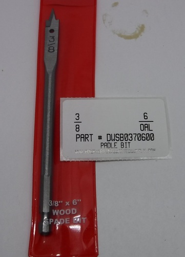 3/8X6-1/4 WOOD SPADE BIT 1/4" HEX SHANK