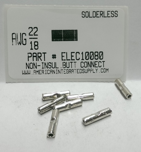 BUTT CONNECTOR 22-18 GAUGE NON-INSULATED SOLDERLESS TERMINAL