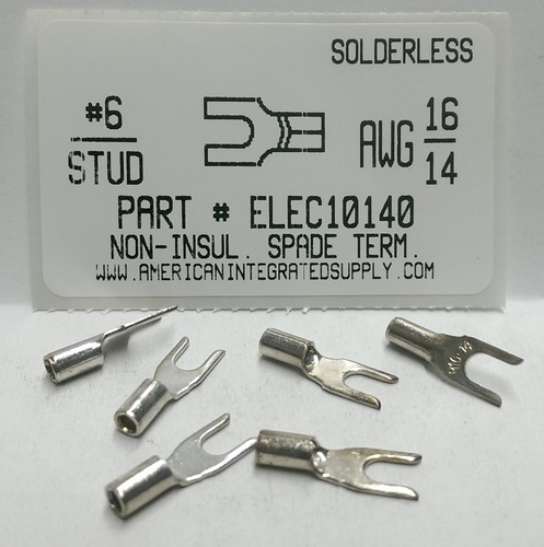 #6 SPADE 16-14 GAUGE NON-INSULATED SOLDERLESS TERMINAL