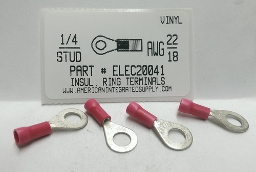 1/4 RING 22-18 GAUGE VINYL INSULATED SOLDERLESS TERMINAL