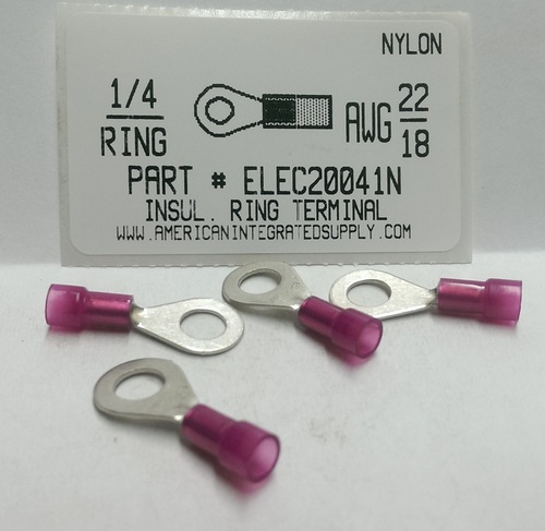 1/4 RING 22-18 GAUGE NYLON INSULATED SOLDERLESS TERMINAL