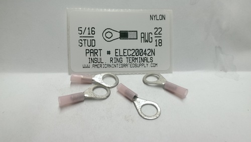 5/16 RING 22-18 GAUGE NYLON INSULATED SOLDERLESS TERMINAL