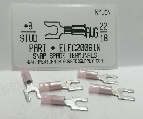 #8 SNAP SPADE 22-18 GAUGE NYLON INSULATED SOLDERLESS TERMINAL