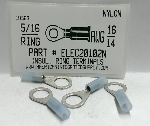 5/16 RING 16-14 GAUGE NYLON INSULATED SOLDERLESS TERMINAL