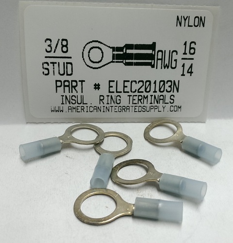 3/8 RING 16-14 GAUGE NYLON INSULATED SOLDERLESS TERMINAL