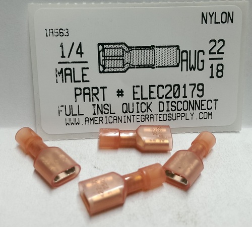 .250 F Q-DISCONNECT 22-18 GAUGE NYLON FULLY INSULATED SOLDERLESS TERMINAL