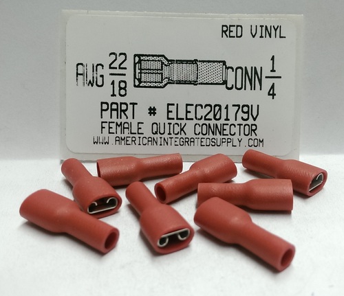 .250 F Q-DISCONNECT 22-18 GAUGE VINYL FULLY INSULATED SOLDERLESS TERMINAL (DISCONTINUED)