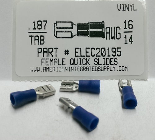 .187 F Q-DISCONNECT 16-14 GAUGE VINYL INSULATED SOLDERLESS TERMINAL