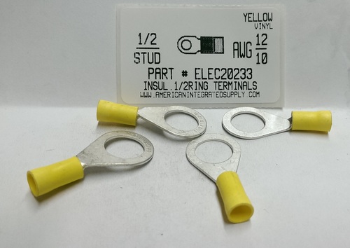 1/2 RING 12-10 GAUGE VINYL INSULATED SOLDERLESS TERMINAL