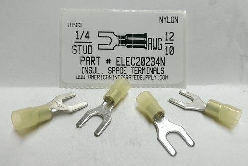 1/4 SPADE 12-10 GAUGE NYLON INSULATED SOLDERLESS TERMINAL