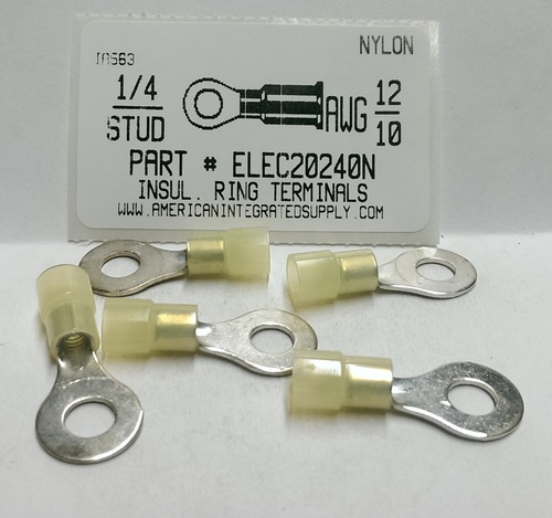 1/4 RING 12-10 GAUGE NYLON INSULATED SOLDERLESS TERMINAL