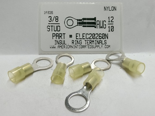 3/8 RING 12-10 GAUGE NYLON INSULATED SOLDERLESS TERMINAL