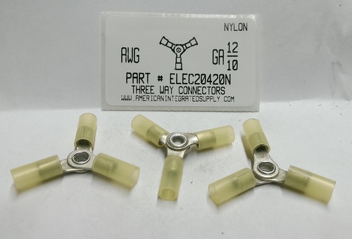 THREE WAY 12-10 GAUGE NYLON INSULATED SOLDERLESS TERMINAL