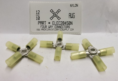 FOUR WAY 12-10 GAUGE NYLON INSULATED SOLDERLESS TERMINAL