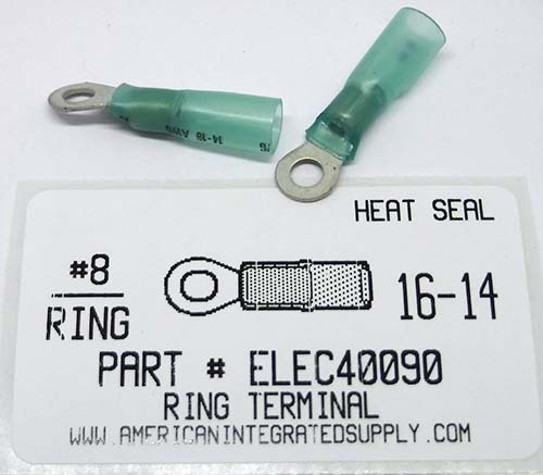 HEAT SHRINK 16-14 GAUGE. #8 RING TERMINAL