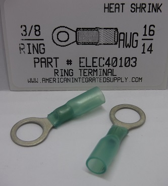 HEAT SHRINK 16-14 GAUGE 3/8 RING TERMINAL