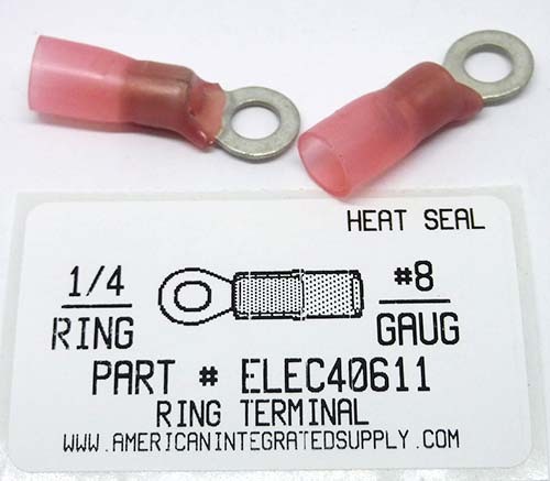 HEAT SHRINK 8 GAUGE 1/4 RING TERMINAL