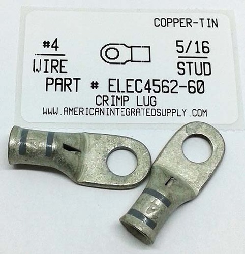 COPPER-TIN CRIMP LUGS #4 WIRE 5/16 STUD