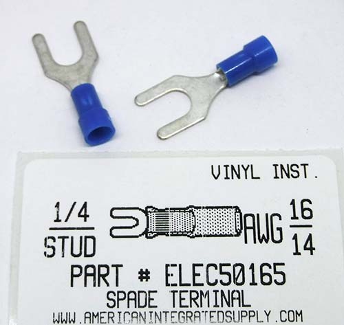 1/4 SPADE 16-14 GAUGE VINYL SOLDERLESS TERM