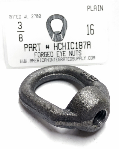 3/8-16 FORGED EYE NUT RATED CAPACITY 1250 LBS