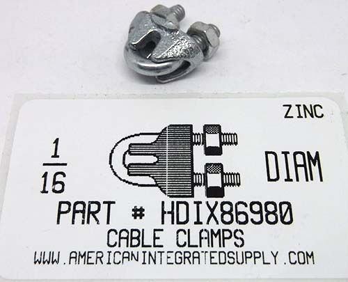 1/16 WIRE ROPE CLIPS MALLEABLE ZINC