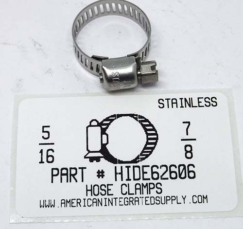 5/16"-7/8" ALL STAINLESS HOSE CLAMP