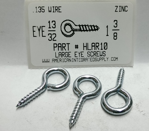 1-3/8 SCREW EYE LARGE EYE STL ZP EYE ID 13/32" STEM 11/16" THRD 9/16" LENGTHS