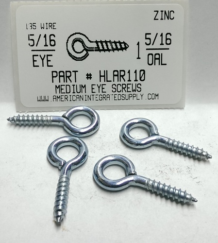 1-5/16 SCREW EYE MEDIUM EYE STL ZP EYE ID 5/16" .135 DIAM STEM 11/16" THRD 9/16"