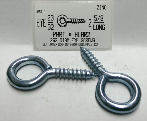 2-5/8 SCREW EYE LARGE EYE STL ZP 23/32" EYE ID .262 DIAM 1-5/16" STEM 1-1/8" THRD LENGT