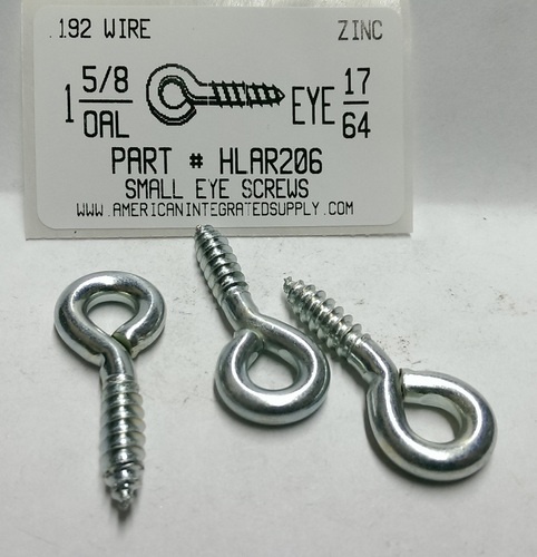 1-5/8 SCREW EYE SMALL EYE STL ZP 17/64" EYE ID .192 DIAM 13/16" STEM 11/16" THRD LENGTH