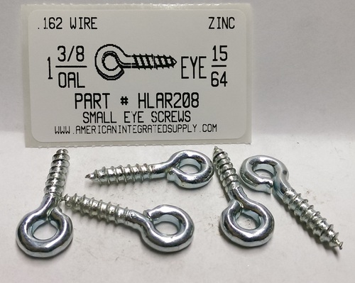 1-3/8 SCREW EYE SMALL EYE STL ZP 15/64" EYE ID .162 DIAM 13/16" STEM 11/16" THRD LENGTH