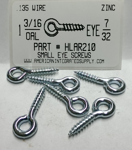 1-3/16 SCREW EYE SMALL EYE STL ZP 7/32" EYE ID .135 DIAM 11/16" STEM 9/16" THRD LENGTHS