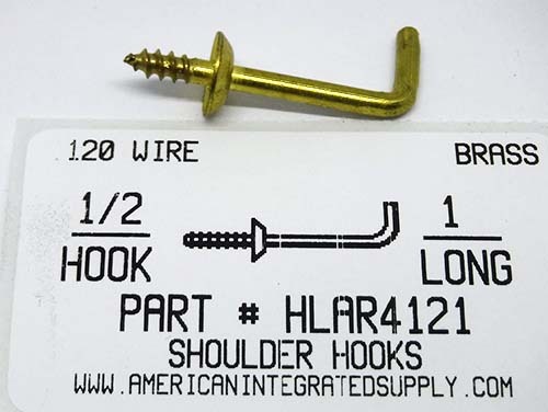 1" SHOULDER HOOK BRASS .120W 1/2"HOOK 1/2"BASE 15/32"STEM 5/16"THRD