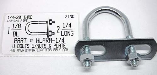 1/4X2-1/4X1-1/8 UBOLT W/PLATE&NUT STL ZP 1/2-3/4 PIPE