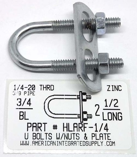 1/4X2-1/2X3/4 UBOLT W/PLATE&NUT STL ZP