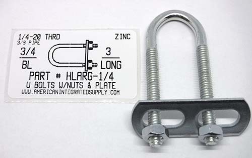 1/4X3X3/4 UBOLT W/PLATE&NUT STL ZP