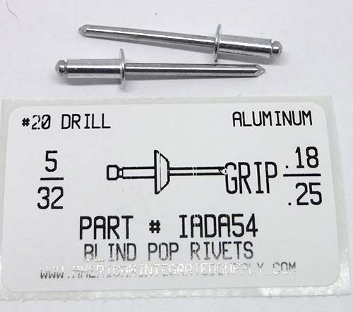 5/32 BLIND RIVET .188-.250 GRIP ALUMINUM RIVET ALUMINUM MANDREL