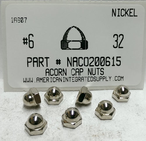 #6-32 ACORN CAP NUT ZINC ALLOY NICKEL PLATED