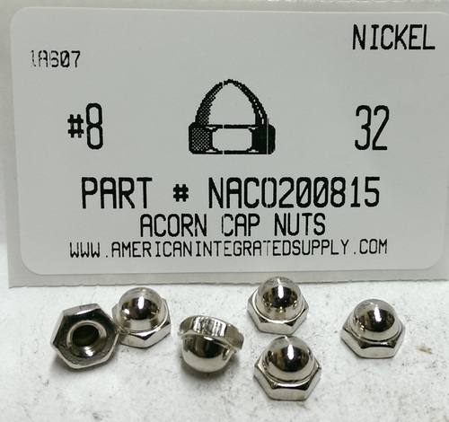 #8-32 ACORN CAP NUT ZINC ALLOY NICKEL PLATED