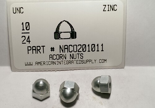 #10-24 ACORN CAP NUT MILLED STEEL ZINC PLATED