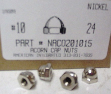 #10-24 ACORN CAP NUT ZINC ALLOY NICKEL PLATED