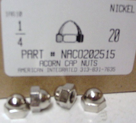 1/4-20 ACORN CAP NUT ZINC ALLOY NICKEL PLATED