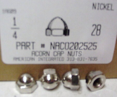 1/4-28 ACORN CAP NUT ZINC ALLOY NICKEL PLATED