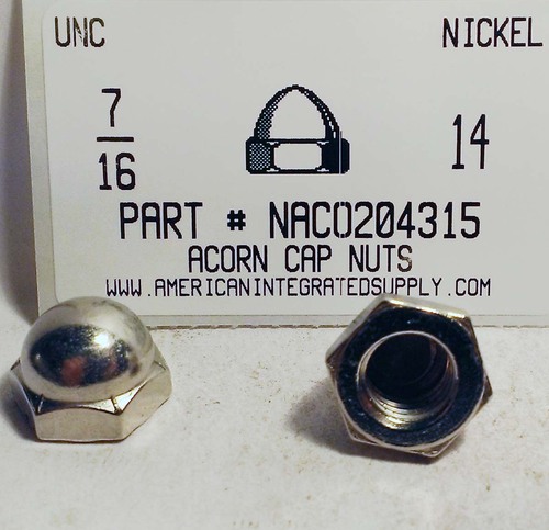 7/16-14 ACORN CAP NUT ZINC ALLOY NICKEL PLATED