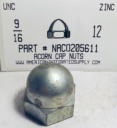 9/16-12 ACORN CAP NUT STEEL ZINC PLATED