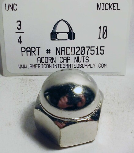 3/4-10 ACORN CAP NUT ZINC ALLOY NICKEL PLATED